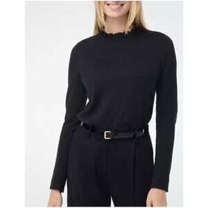 J .Crew Black Ruffleneck Merino Wool Blend Pullover Sweater Long Sleeve S NWT